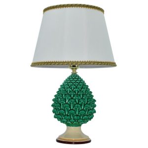 Lume Pigna semilavorata memo h 35 verde/arancio (h68 c/paralume Ø40)