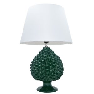 Lume pigna artigianale h 35 verde antico (h65 c/paralume Ø40)