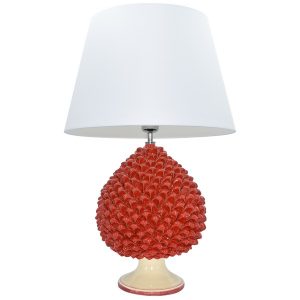 Lume pigna artigianale h 25 mono rosso (h47 c/paralume Ø30)