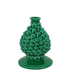Portacandela a pigna h 18 verde smeraldo - Bomboniera
