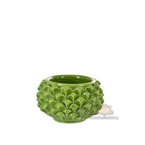 Vaso mezza pigna s/piede Ø 10 verde foglia - Bomboniera