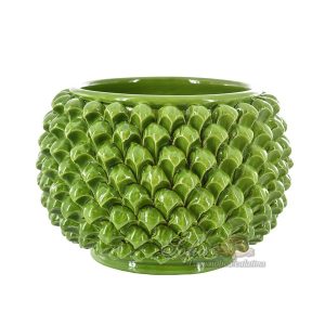 Vaso mezza pigna s/piede Ø 30 verde foglia