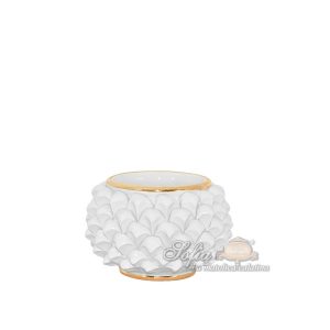 Vaso mezza pigna s/piede Ø 10 white/gold - Bomboniera