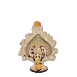 Natività a pigna h 12 avorio con pallina arancio