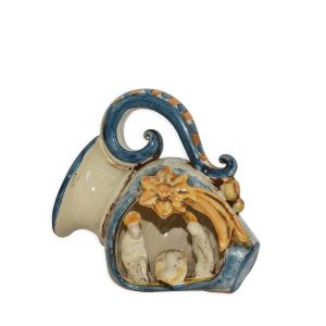 Natività mini giara h 10 blu/arancio - Bomboniera