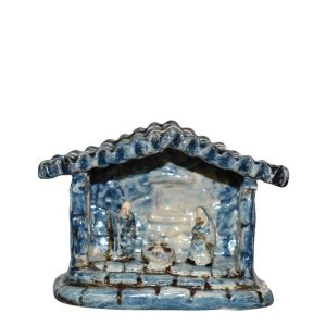 Natività grotta piccola quadrata 11x8 mono blu