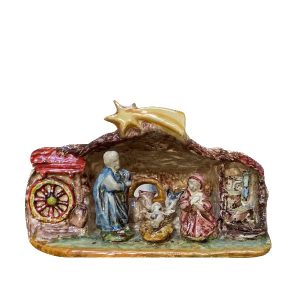 Natività grotta grande finestra 20x13 tricolore