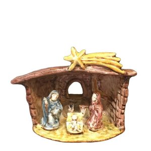 Natività grotta media finestra 17x11 tricolore