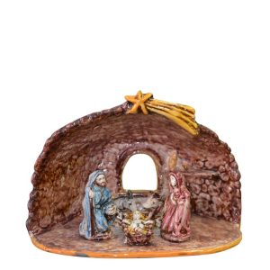 Natività grotta grande ovale 27x18 tricolore