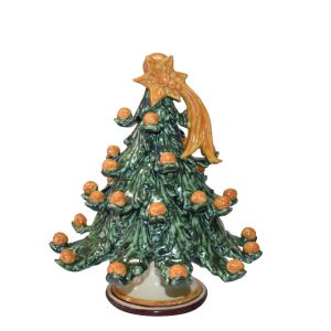 Albero di natale 3°M h 25 verde/palline gialle