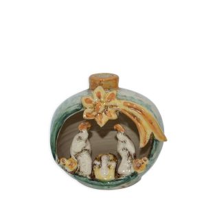 Natività mini pallina h 10 verde/arancio - Bomboniera