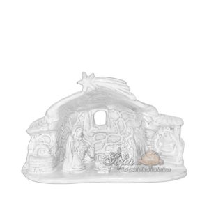 Natività grotta grande finestra 20x13 white line