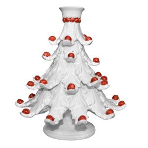 Albero di natale a candeliere 2°M h 20 white/palline rosse