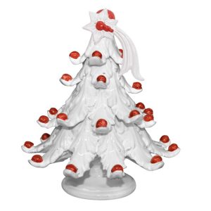 Albero di natale 3°M h 25 white/palline rosse