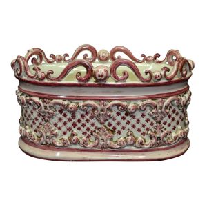 Cassetta ovale c/ghirigori 33x20 plastico sofia mono bordeaux