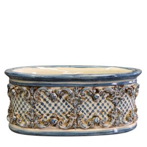 Cassetta ovale s/ghirigori c/retinato 33x16 plastico sofia mono blu