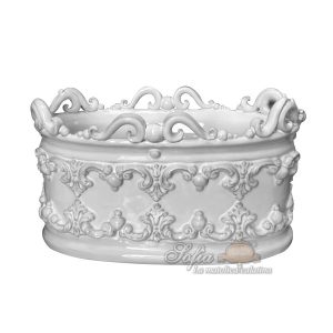 Cassetta ovale c/ghirigori 33x20 plastico sofia white line