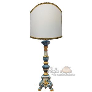 Lume a candelabro barocco h 42.5 blu/arancio (h72 c/paralume Ø35)