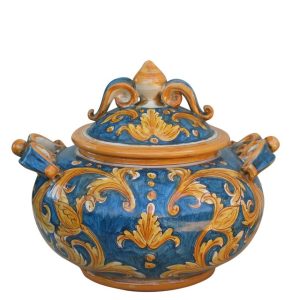 Portadolci grande 27x23 ornato fondo blu