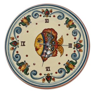 Orologio a disco Ø 30 decoro pesci