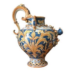 Versatoio a palla applicato h 46 ornato fondo blu