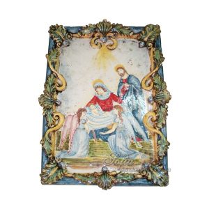 Capezzale applicato 32x45 natività c/angeli tricolore