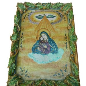 Capezzale applicato 32x45 madonna c/gesù tricolore
