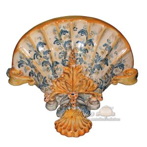 Applique barocca da muro 27x20 s.d'arte blu/arancio