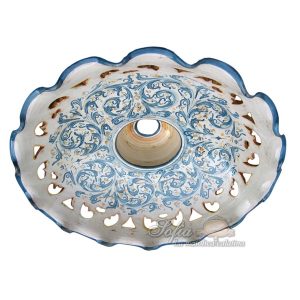 Lampadario traforato smerlato Ø 40 s. d'arte blu/arancio