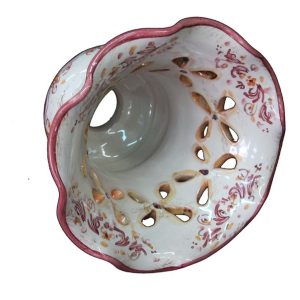 Applique da muro a una coppetta traforata Ø 16 s. d'arte bordeaux/arancio