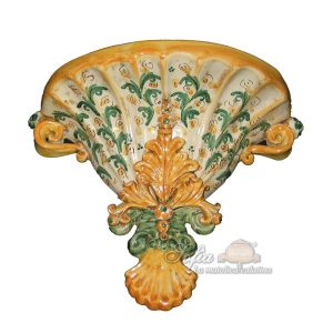 Applique barocca da muro 20x25 s. d'arte verde/arancio