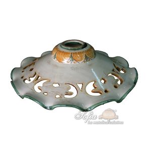 Lampadario traforato smerlato Ø 35 s. d'arte verde/arancio