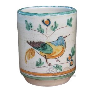 Bicchiere h 10 c/uccello tricolore antiche riproduzioni di caltagirone - Bomboniera