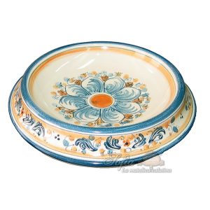 Posaresto tondo Ø 17 s. d'arte blu/arancio - Bomboniera