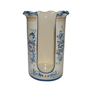 Portabicchieri smerlato h 14 s. d'arte blu/arancio
