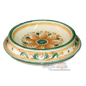 Posaresto tondo Ø 17 s. d'arte verde/arancio - Bomboniera