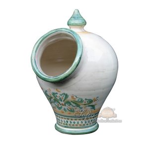 Saliera con buco 18x26 s. d'arte verde/arancio
