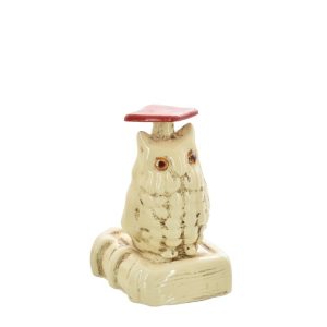 Gufo portapenna h 10 avorio/rosso - Bomboniera