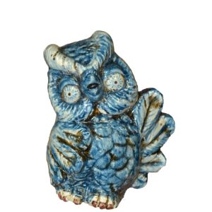 Gufo ali aperte cann. h 9 mono blu - Bomboniera