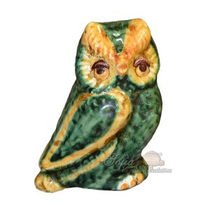 Gufo cann. h 10 verde/arancio - Bomboniera