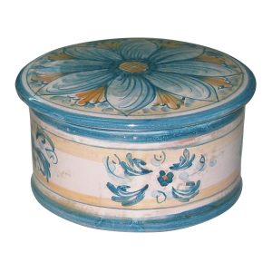 Portagioie tondo Ø 11 s. d'arte blu/arancio - Bomboniera