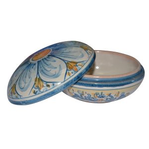 Portagioie tondo Ø 10 s. d'arte blu/arancio - Bomboniera