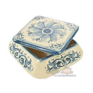 Portagioie quadrato 14x14 s. d'arte mono blu