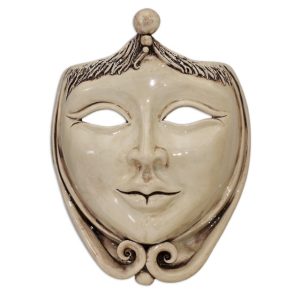 Maschera da appoggio cm 25x30 madreperla antichizzato femmina