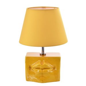 Lume scatola con espressione 14x10 senape (h25 c/paralume Ø20)