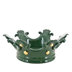 Corona svuota tasche media d. 27 cm verde antico e oro