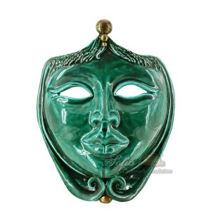 Maschera da appoggio cm 25x30 verde rame femmina