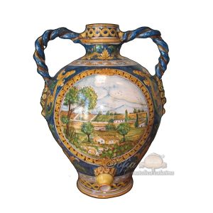 Orcio c/manici treccia c/beccuccio h 45 c/paesaggio etna ornato calatino