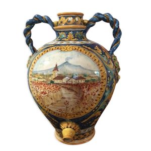 Orcio c/manici treccia c/beccuccio h 45 c/paesaggio grano ornato calatino