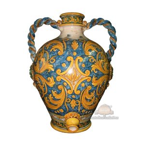 Orcio c/manici treccia c/beccuccio h 45 ornato fondo blu